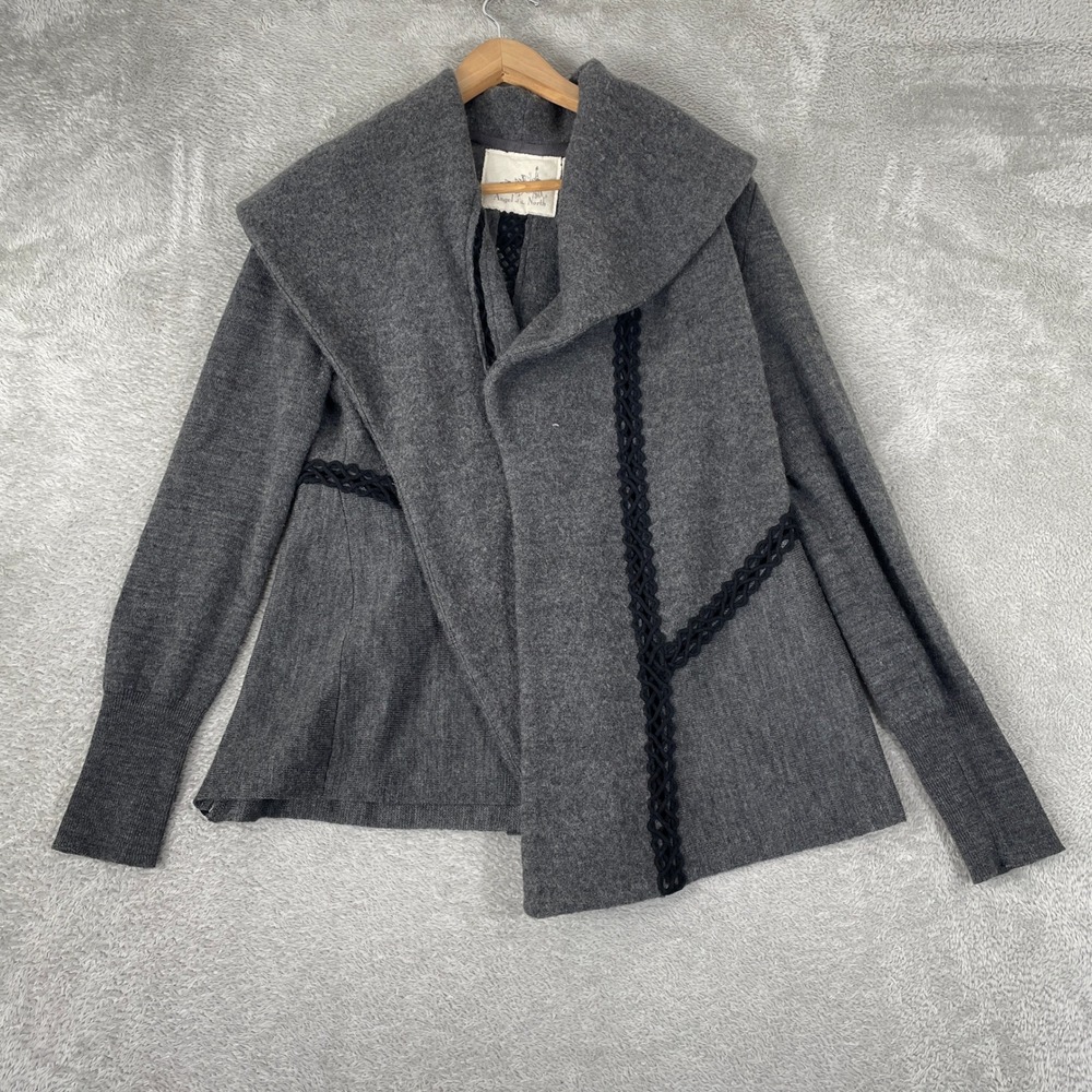 Vintage Angel of the North Wool Sweater Womens Medium Gray Y2K Boho Wrap